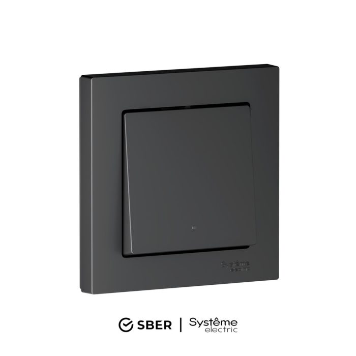 AtlasDesign smart 1-кл. выключатель с подсв., zigbee, сх.1, l+n, 10а, мех., карбон