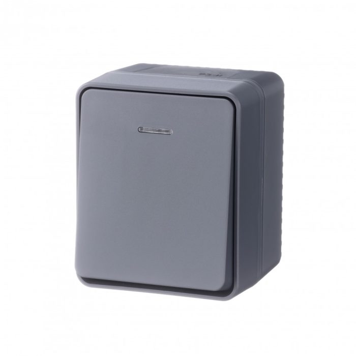 AtlasDesign PROFI IP54 О/У 1-клавишный выключатель с подсветкой, сх.1а, 10АХ, антрацит