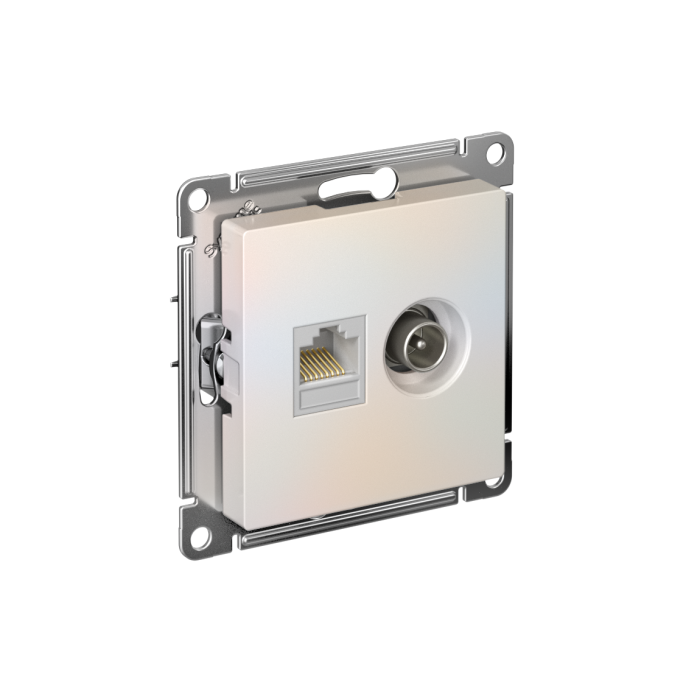 AtlasDesign розетка двойная тв + компьютерная RJ45 кат. 5e, механизм, жемчуг