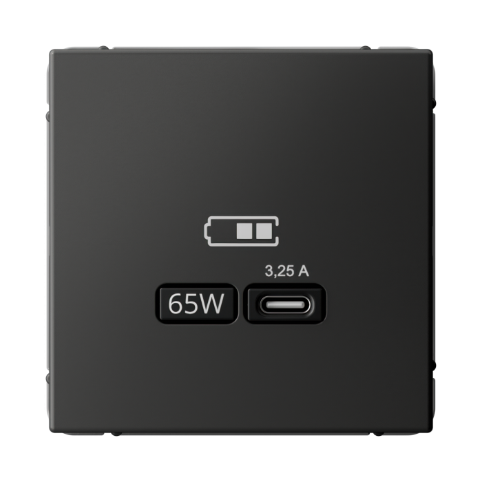 ArtGallery USB розетка тип-С 65Вт высокоскор.заряд. QC, PD, механизм, базальт