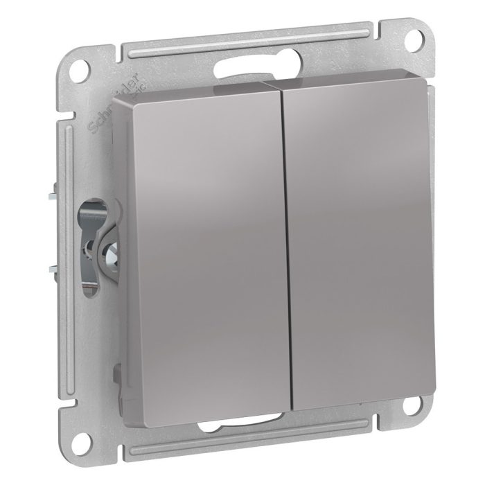 AtlasDesign Aqua 2-клавишный выключатель, IP44, сх.5, 10ах, механизм, алюминий