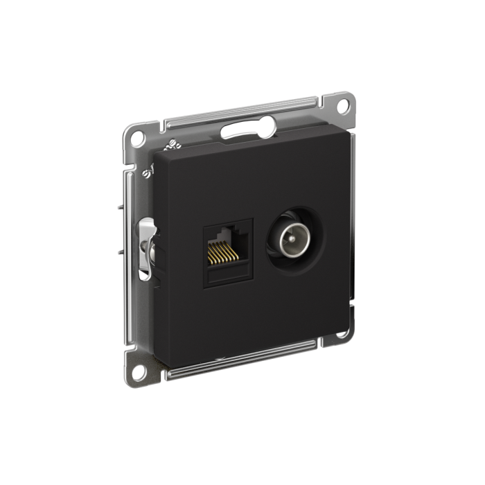 AtlasDesign розетка двойная тв + компьютерная RJ45 кат. 5e, механизм, карбон