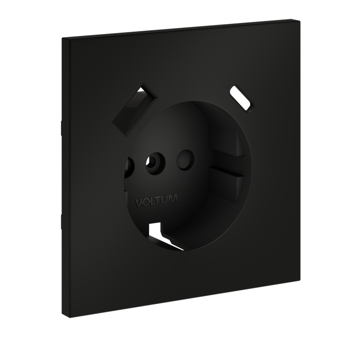 Накладка для розетки с заземлением и защитными шторками, с USB A+C, S70 (черный матовый)