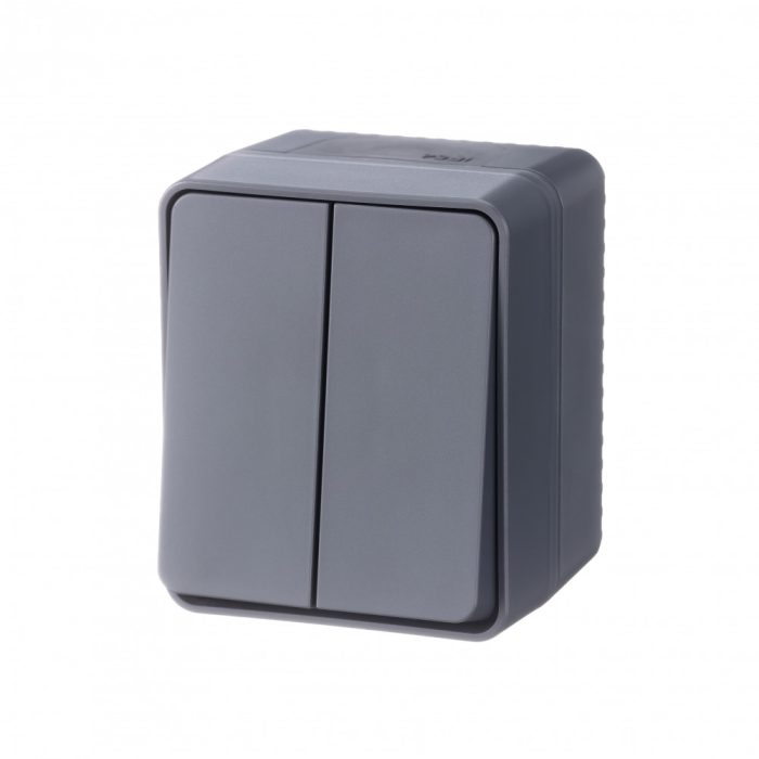 AtlasDesign profi IP54 о/у 2-клавишный выключатель, сх.5, 10ах, антрацит