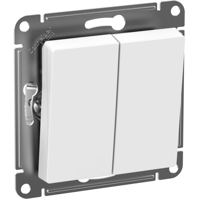 AtlasDesign Aqua 2-клавишный выключатель, IP44, сх.5, 10АХ, механизм, белый