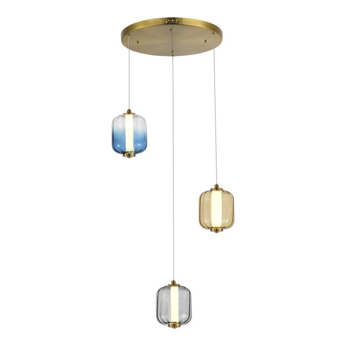 Светильник подвесной ST-Luce Латунь/Янтарный, Дымчатый, Голубой LED 3x11, 2W 3000K САММЕР