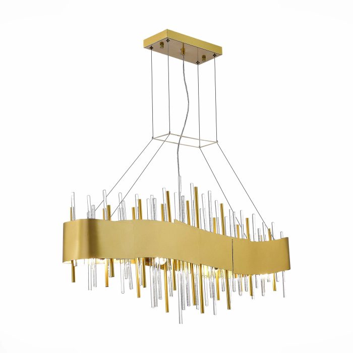 Люстра подвесная ST-Luce Матовое золото/Матовое золото, Прозрачный E14 8x40W ОЛЬВЕРА