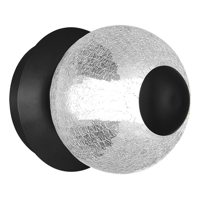 Светильник настенный ST-Luce Черный/Прозрачное кракелированное стекло LED 1x8, 5W 3000K ПИК