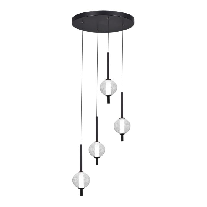 Светильник подвесной ST-Luce Черный/Прозрачное кракелированное стекло LED 4x8, 5W 3000K ПИК