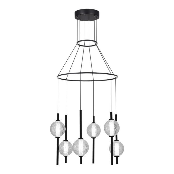Светильник подвесной ST-Luce Черный/Прозрачное кракелированное стекло LED 6x8, 5W 3000K ПИК