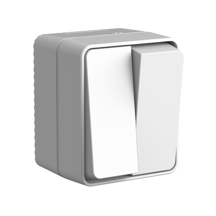 AtlasDesign profi IP54 о/у 2-клавишный выключатель, сх.5, 10ах, серый
