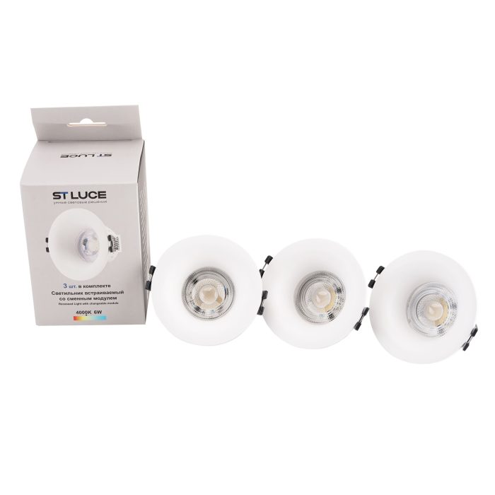 Светильник встраиваемый со сменным модулем ST-Luce белый/прозрачный LED 1x5.5W 4000K Встраиваемые светильники