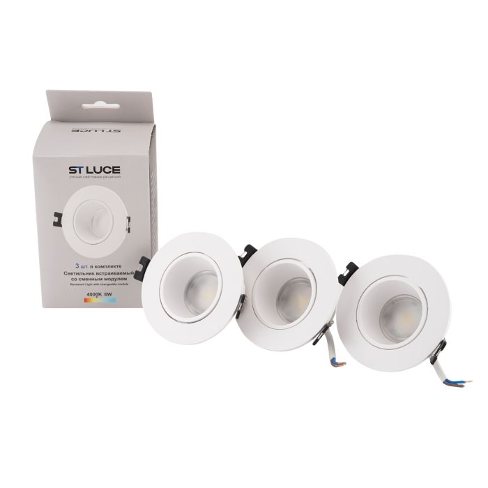 Светильник встраиваемый со сменным модулем ST-Luce белый/прозрачный LED 1x5.6W 4000K Встраиваемые светильники