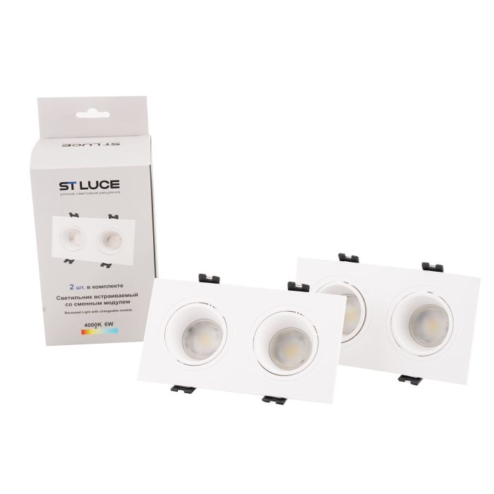 Светильник встраиваемый со сменным модулем ST-Luce белый/прозрачный LED 1x11.2W 4000K Встраиваемые светильники