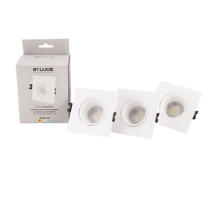 Светильник встраиваемый со сменным модулем ST-Luce белый/прозрачный LED 1x5.6W 4000K Встраиваемые светильники