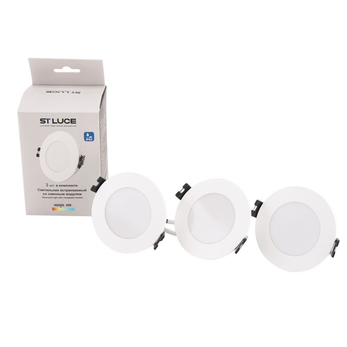 Светильник встраиваемый со сменным модулем ST-Luce белый/прозрачный LED 1x5.5W 4000K Встраиваемые светильники