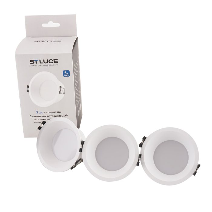Светильник встраиваемый со сменным модулем ST-Luce белый/прозрачный LED 1x5.6W 4000K Встраиваемые светильники