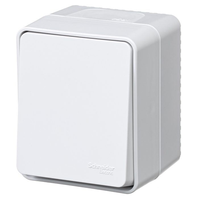 AtlasDesign profi IP54 о/у 1-клавишный выключатель кнопочный, сх.1, 10а, белый