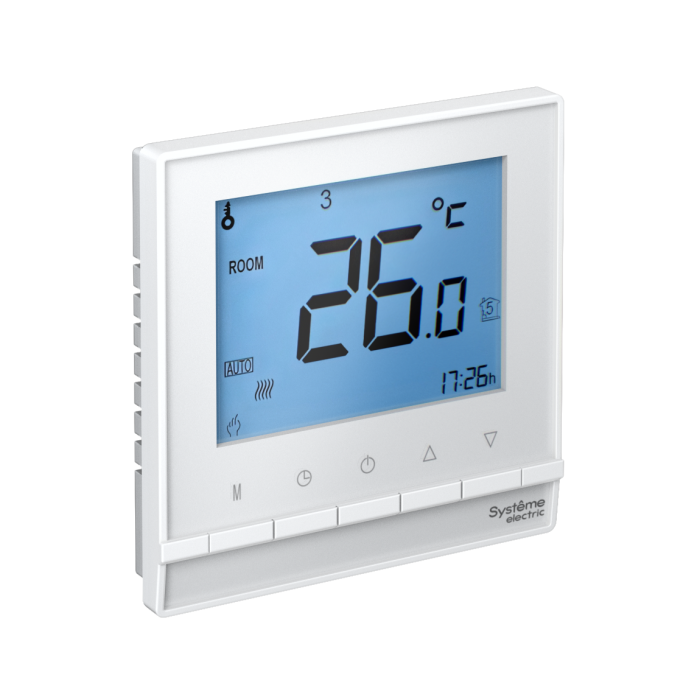 AtlasDesign термостат электрон.теплого пола с датч.,от+5до+35&deg;C,16A,в сб., белый