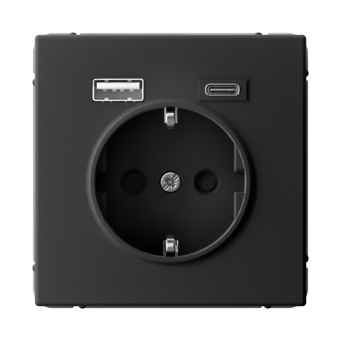 ArtGallery розетка 16а с 2 USB a+c, 5в/2,4а/3,0а, 2х5в/1,5а, механизм, карбон