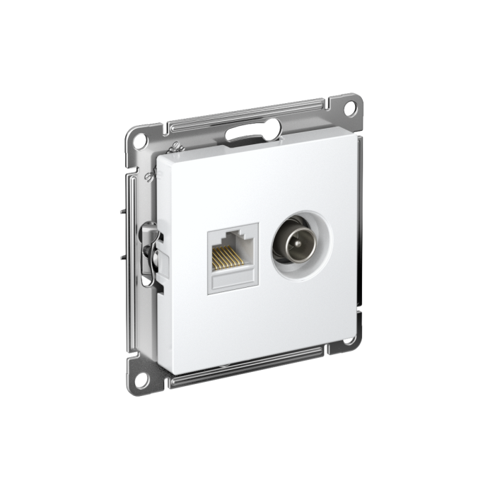 AtlasDesign розетка двойная тв + компьютерная RJ45 кат. 5e, механизм, лотос