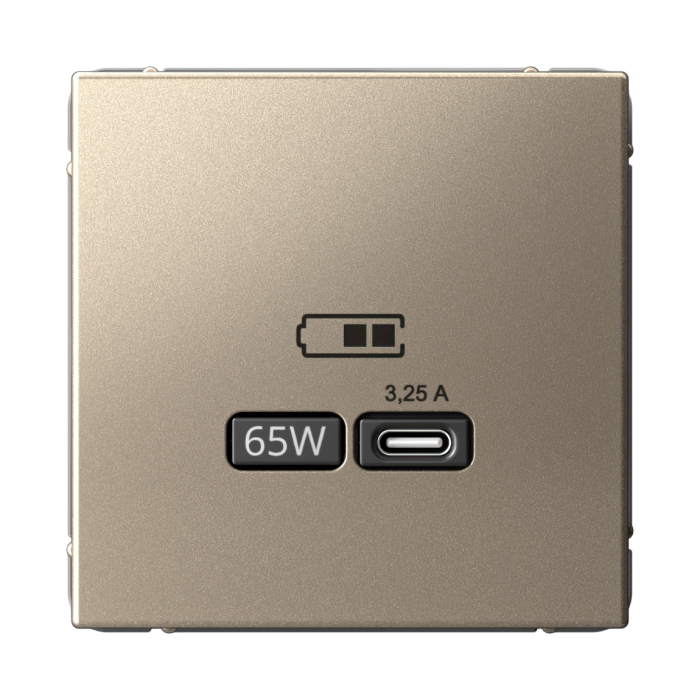 ArtGallery USB розетка тип-С 65Вт высокоскор.заряд. QC, PD, механизм, шампань